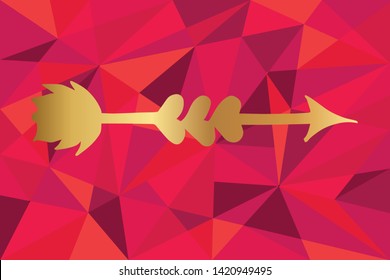 Vector Illustration of Arrow with Feathers Icon with Red Polygon and Geometric. Graphic Design for Template, Layout, Background, Poster and More. 