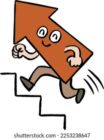 Vector illustration of an arrow going up the stairs