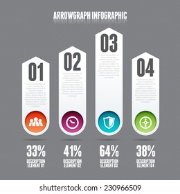 Vector illustration of arrow graph infographic design element.