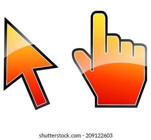 Vector illustration of arrow and hand pointers icons