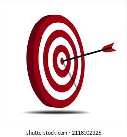Vector illustration of an arrow hit the target. Applied as archery sports or business marketing goal.