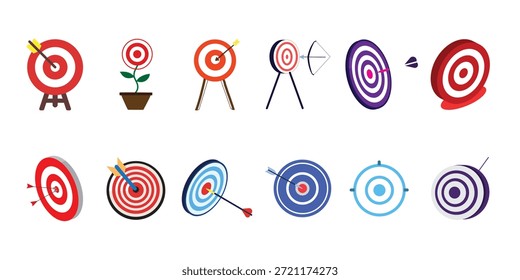 Ilustración vectorial de una flecha que golpea el centro de un objetivo, objetivo de dardo, simbolizando el éxito, la precisión, el enfoque y el logro de la meta. Este objetivo de dardo o tiro con arco con flecha representa la estrategia de negocio, el éxito de marketing, el rendimiento, el liderazgo y los conceptos de crecimiento. Ideal para presentaciones, infografías, marca corporativa, planificación de startups, campañas publicitarias, contenido de motivación y visuales de logros. Diseño limpio y moderno adecuado para Sitios web, App, Anuncios, carteles, cubiertas de campo y materiales educativos. Metáfora visual perfecta para alcanzar objetivos, planificación estratégica, precisión, ambición y éxito impulsado por los resultados en proyectos de negocios y marketing.