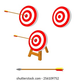 A vector illustration of an arrow hitting its target. Archery and target. Arrow hitting target concept.