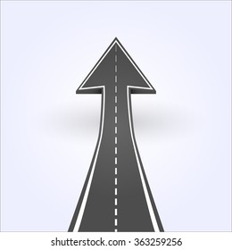 Vector illustration. Arrow, indicating the direction of the road. Success icon