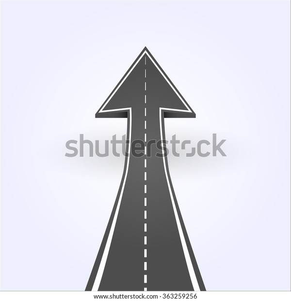 Vector illustration. Arrow, indicating the direction\
of the road. Success\
icon