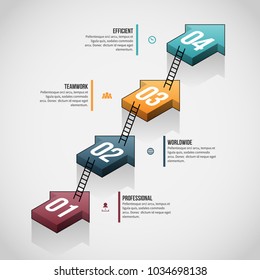 Vector illustration of Arrow Ladder Stack Infographic design element.