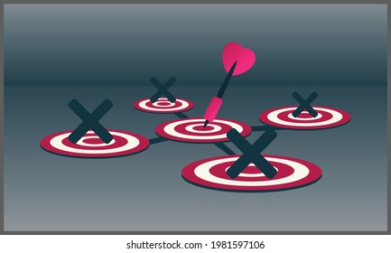 vector illustration of  the arrow is in the middle of the target, Target achievement concept