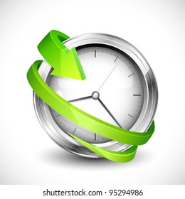 vector illustration of arrow moving around wall clock