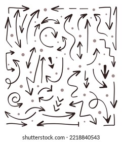 Vector illustration of the arrow pattern. Arrow symbol set.