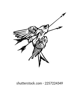 vector illustration of an arrow piercing a bird