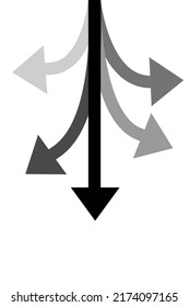 Ilustración vectorial de la flecha que apunta a la dirección múltiple.