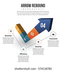 Vector illustration of arrow rebound infographic design element.