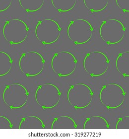 Vector illustration of arrow recycling seamless pattern background.