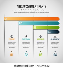 Vector illustration of Arrow Segment Parts Infographic design element.