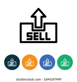 vector illustration arrow sell icon or logo with 4 variations background, black color, line design style