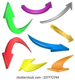 Vector illustration of arrow set on the white background.