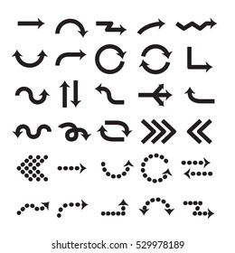 Vector illustration arrow sign. Black arrows symbol set. Cursor vector design. Up, down and right elements