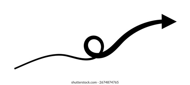 Vector illustration of an arrow with a single line. Line art style arrow illustration.