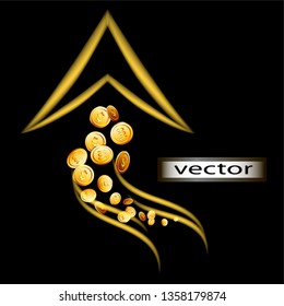 Vector illustration of the arrow symbol of gold income growth,creative version of the curved pattern of business prosperity successful transactions and investments