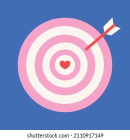 Vector illustration of an arrow target with a heart and arrow. Idea for postcards, valentines and invitations.