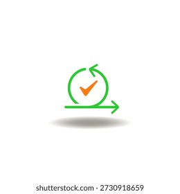 Vector illustration of arrows cycle with check mark. Sign of agile development. Symbol of devsecops. Icon of devops.