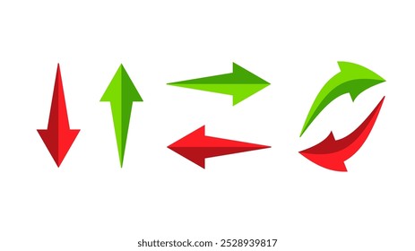 Vector illustration. Arrows of directions. Right, left. Set of signs.