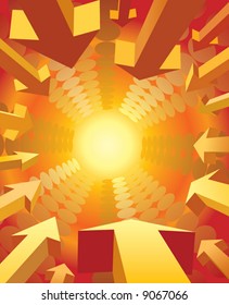 Vector illustration of arrows flying to the light