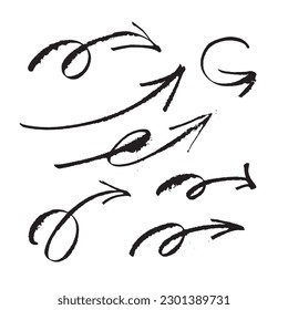 Ilustración del vector: flechas dibujadas a mano con trazos de pintura con salpicaduras en un fondo blanco