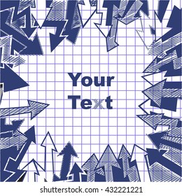 Vector illustration of arrows on the notebook paper.