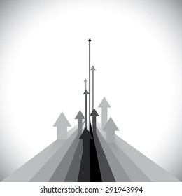 Vector illustration of arrows showing some winners and some losers. This graphic can also represent sales of competitors or employee performances or asset performance, etc