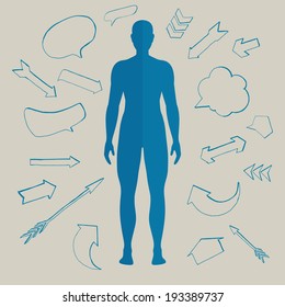 Vector Illustration of Arrows and Speech Balloons