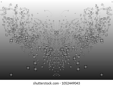Vector illustration art abstract symmetrical butterfly pattern on gray isolate background