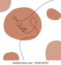  ilustración vectorial arte fondo gráfico diseño arte retrato cara labios modernos textura estilo de contorno de moda línea abstracto contorno vintage mujer mínima mujer imprimir pinturas ropa