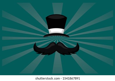 Vector illustration art blue beard and mustache. Men's health T shirt Design concept background. November no shave month.