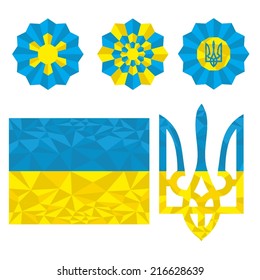 Vector illustration of art coat of arms of Ukraine - poly style