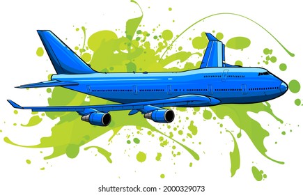 ilustración vectorial arte de vuelo en avión de color