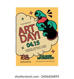 Vector illustration of art day flyer poster template design