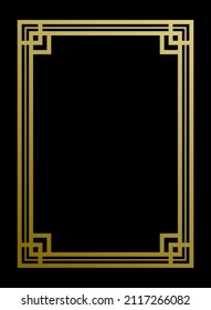 Vector illustration of art deco borders and frames in the style of the 1920s on black background.