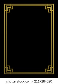 Vector illustration of art deco borders and frames in the style of the 1920s on black background.