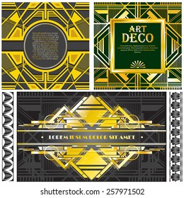 Vector illustration of an art deco ornaments and frame templates for invitation, wedding and other designs