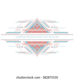Vector illustration of an art deco style geometrical ornament in soft pastel trendy colors