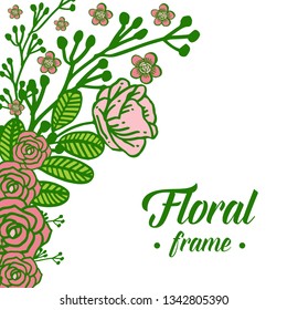 Vector illustration art decor style frame flower rose hand drawn
