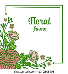 Vector illustration art decor style frame flower rose hand drawn