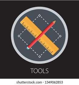 Vector illustration of art design & drawing concept with "tools" creative art concept icon