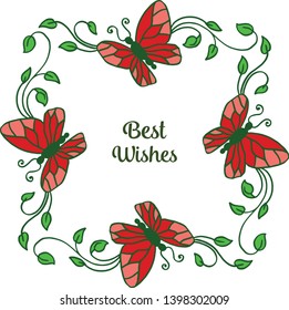 Vector illustration art of flower frame with butterfly for writing best wishes