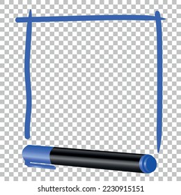 Vector illustration art frame with blue marker