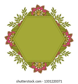 Vector illustration art green leaf flower frame hand drawn