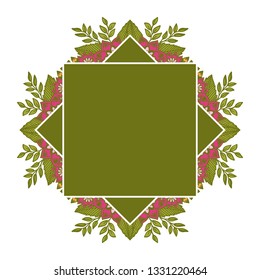 Vector illustration art green leaf flower frame hand drawn