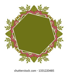 Vector illustration art green leaf flower frame hand drawn