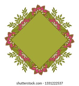 Vector illustration art green leaf flower frame hand drawn